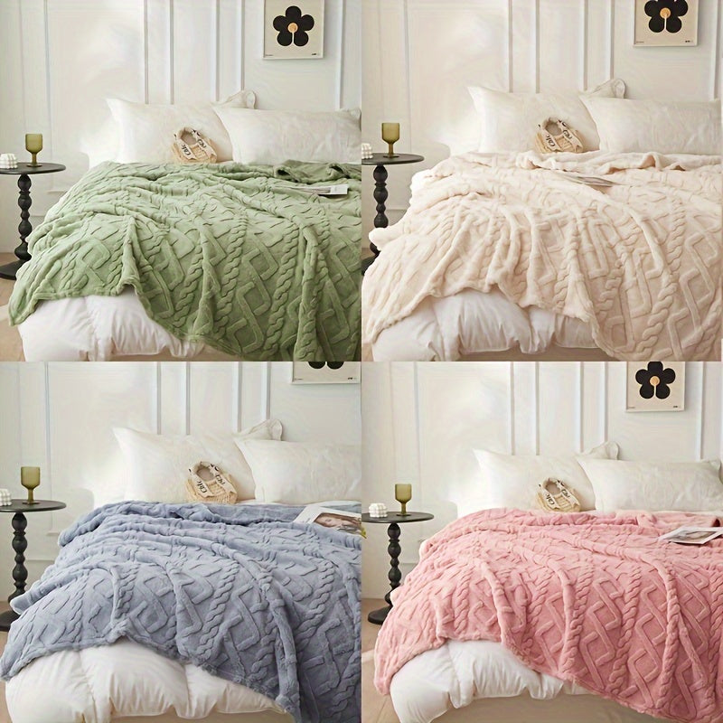Lamb Fleece Blanket - Soft Warm Multifunctional Flannel Blanket for Bed, Couch, and Travel
