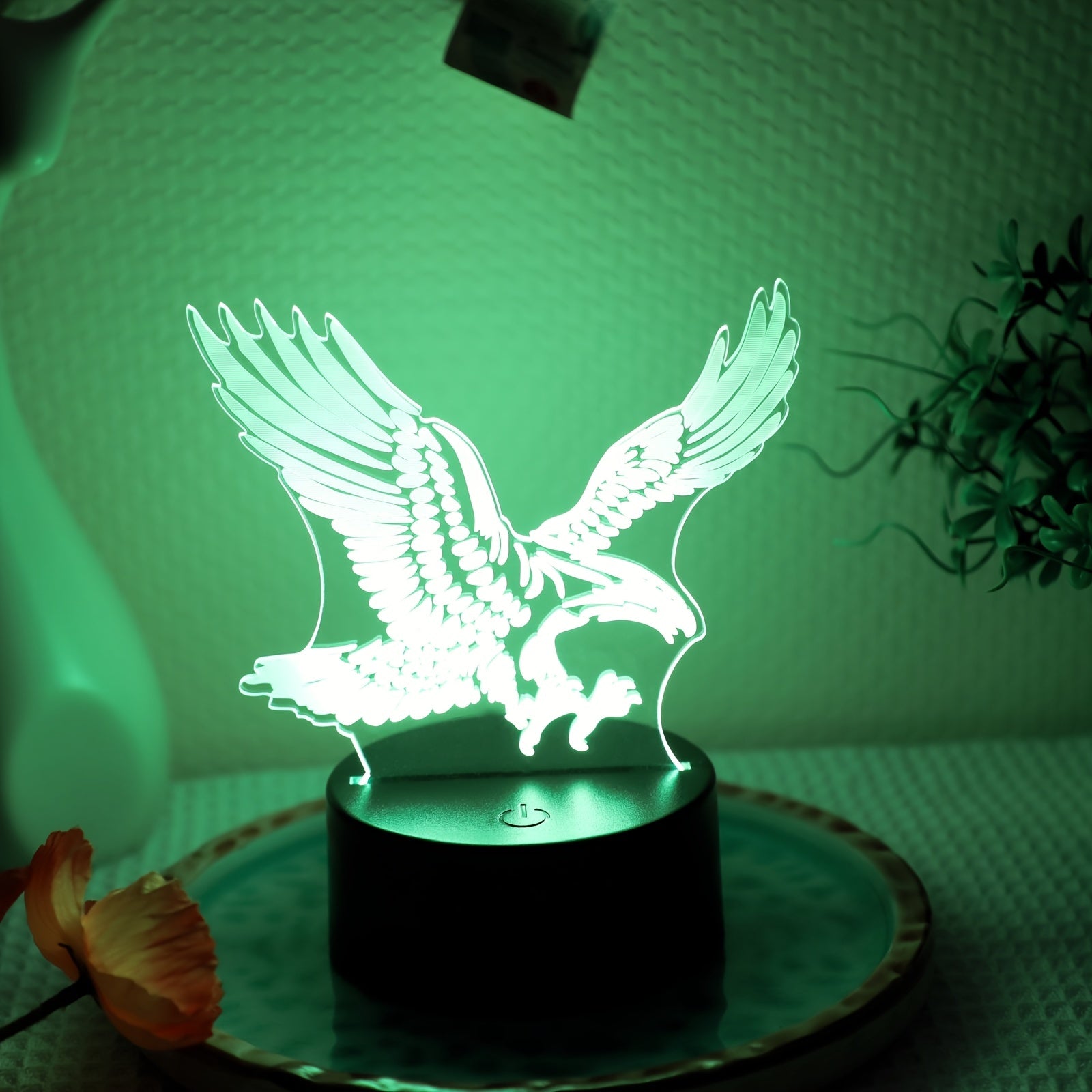 EagleLight - Lámpara nocturna LED 3D con control táctil, lámpara de mesa USB de 7 colores