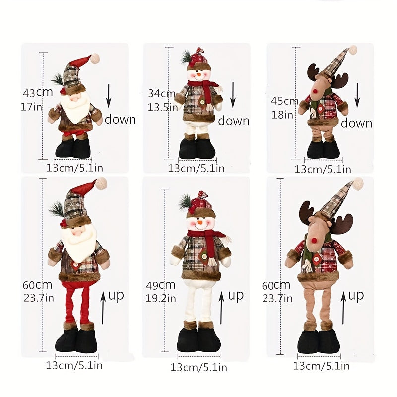 FestiveDecor - 3 Stuks Kerstversiering: Kerstman, Sneeuwpop & Eland Beeldjes