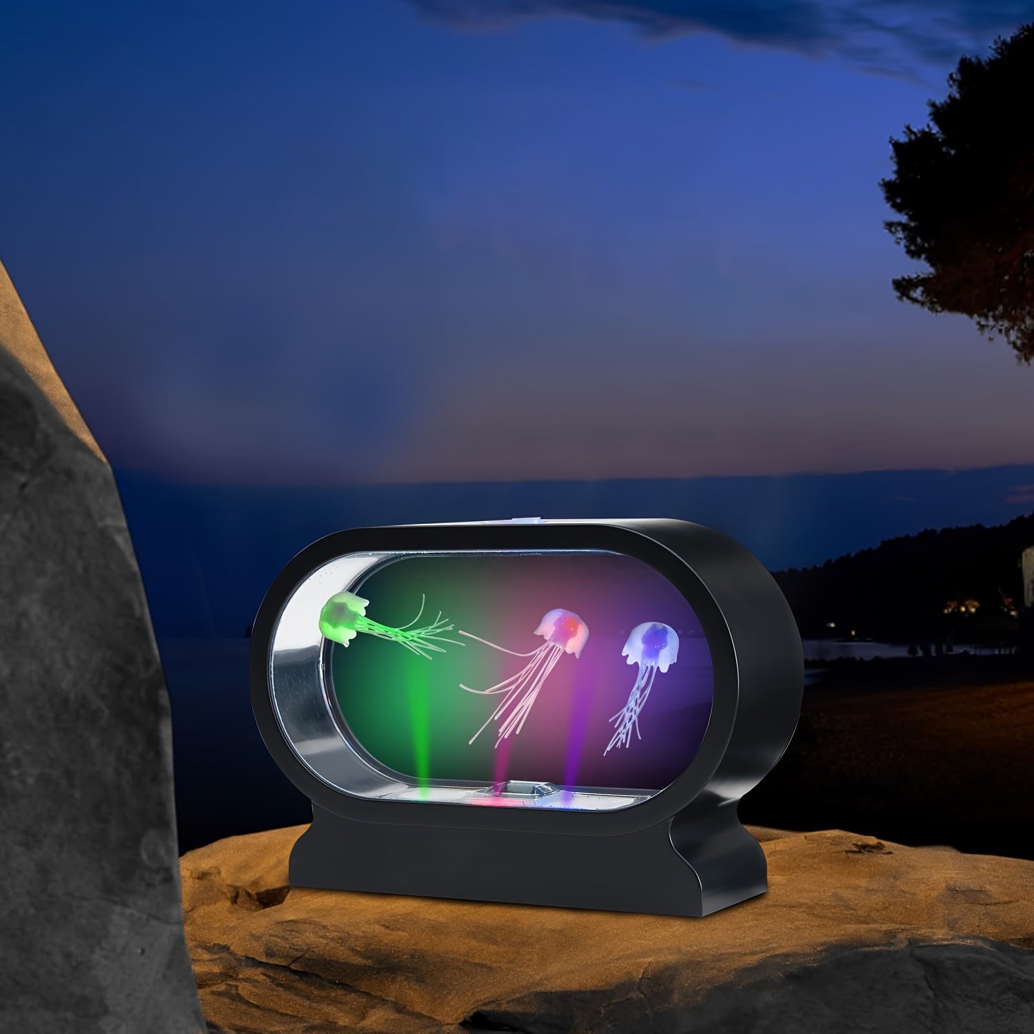 LumiJelly - LED Jellyfish Tafellamp, 3-Kleuren Simulatie Aquarium Nachtlamp, Batterijgevoed, Decoratief Licht