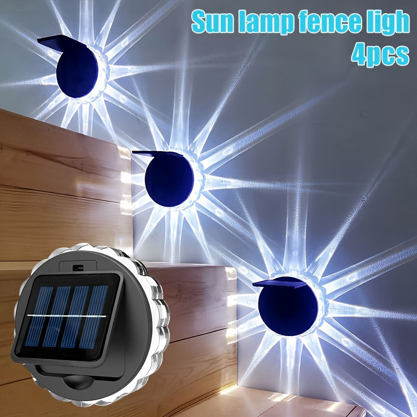 SolarFence - 4-Pack Waterproof Solar-Powered LED Lighting for Fences, Patios, and Stairs