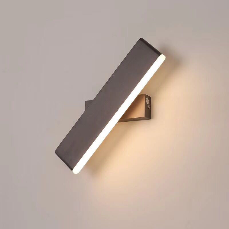 Lámpara de pared LED minimalista Aqsa - Negro/Oro/Marrón, Dormitorio, Metal