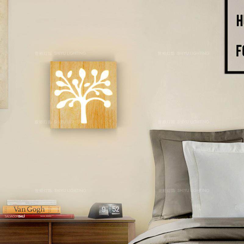 NatureShine - Lámpara de pared LED moderna de madera maciza con motivo lúdico