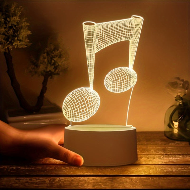 LumiNote - Nota Musical Acrílica Lámpara Nocturna, Marco LED 3D, Alimentado por USB