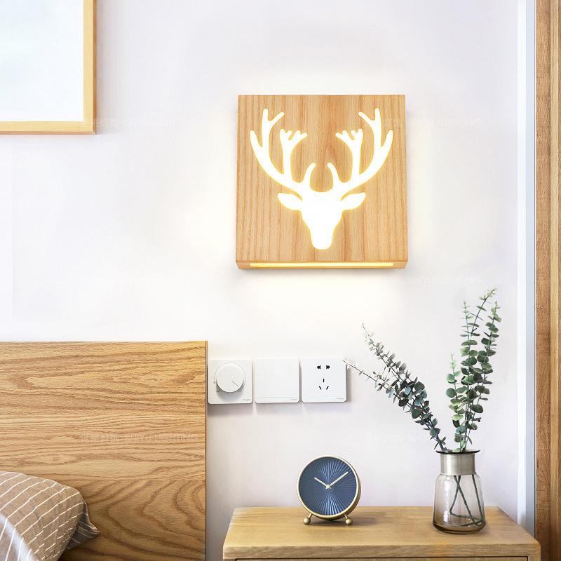 NatureShine - Lámpara de pared LED moderna de madera maciza con motivo lúdico