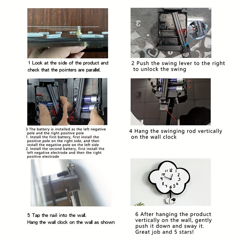 CloudSwing - Cartoon Stille Wandklok met Schommelend Schaap