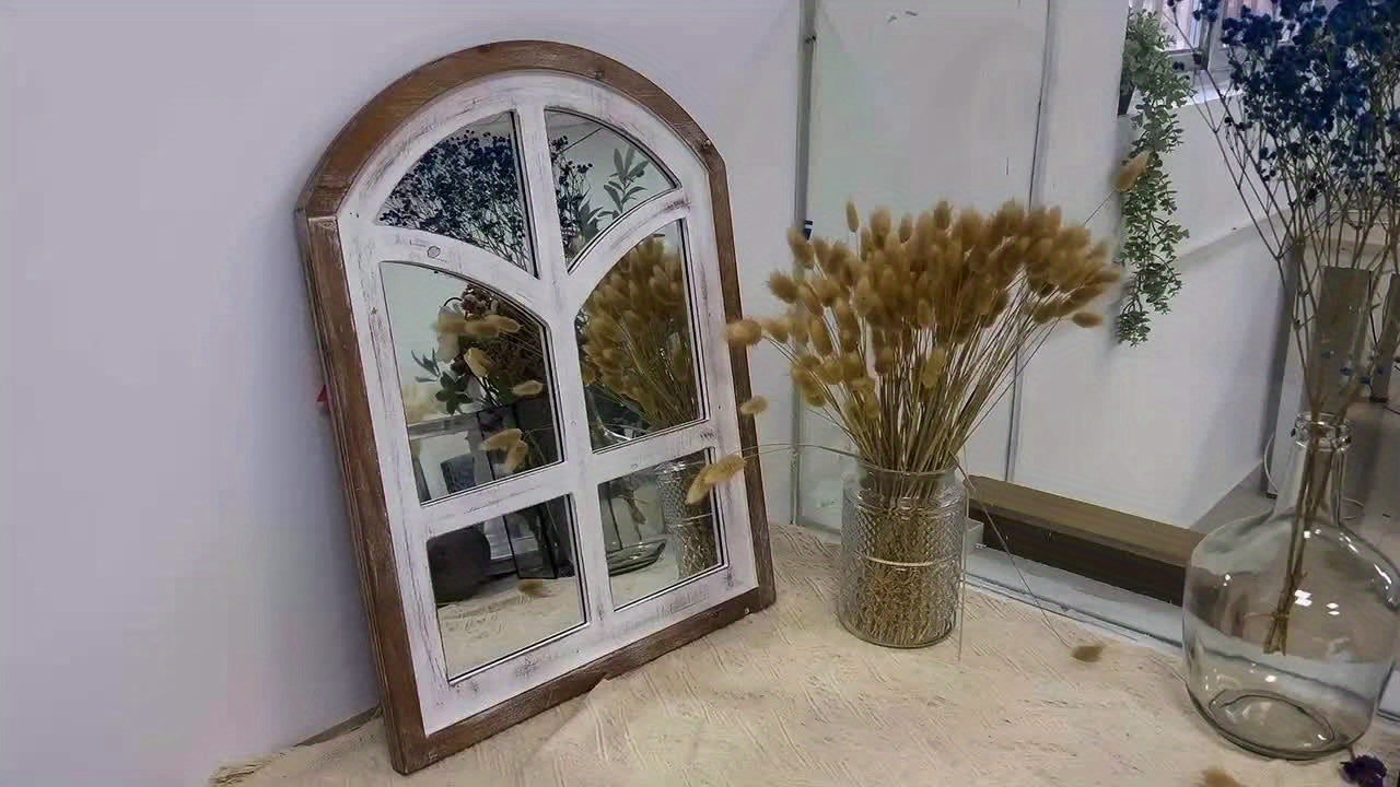 Rustic Farmhouse Wandspiegel – 58.42x45.72cm Grote Houten Lijst, Verticaal Hangende Spiegel voor Badkamer en Woonkamer