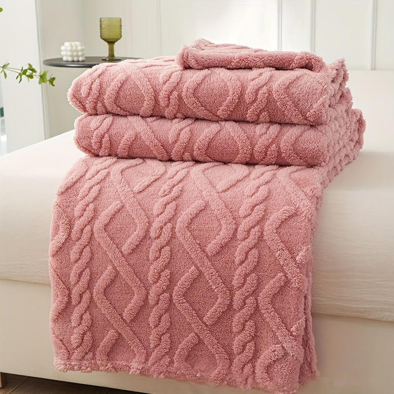 Lamb Fleece Blanket - Soft Warm Multifunctional Flannel Blanket for Bed, Couch, and Travel