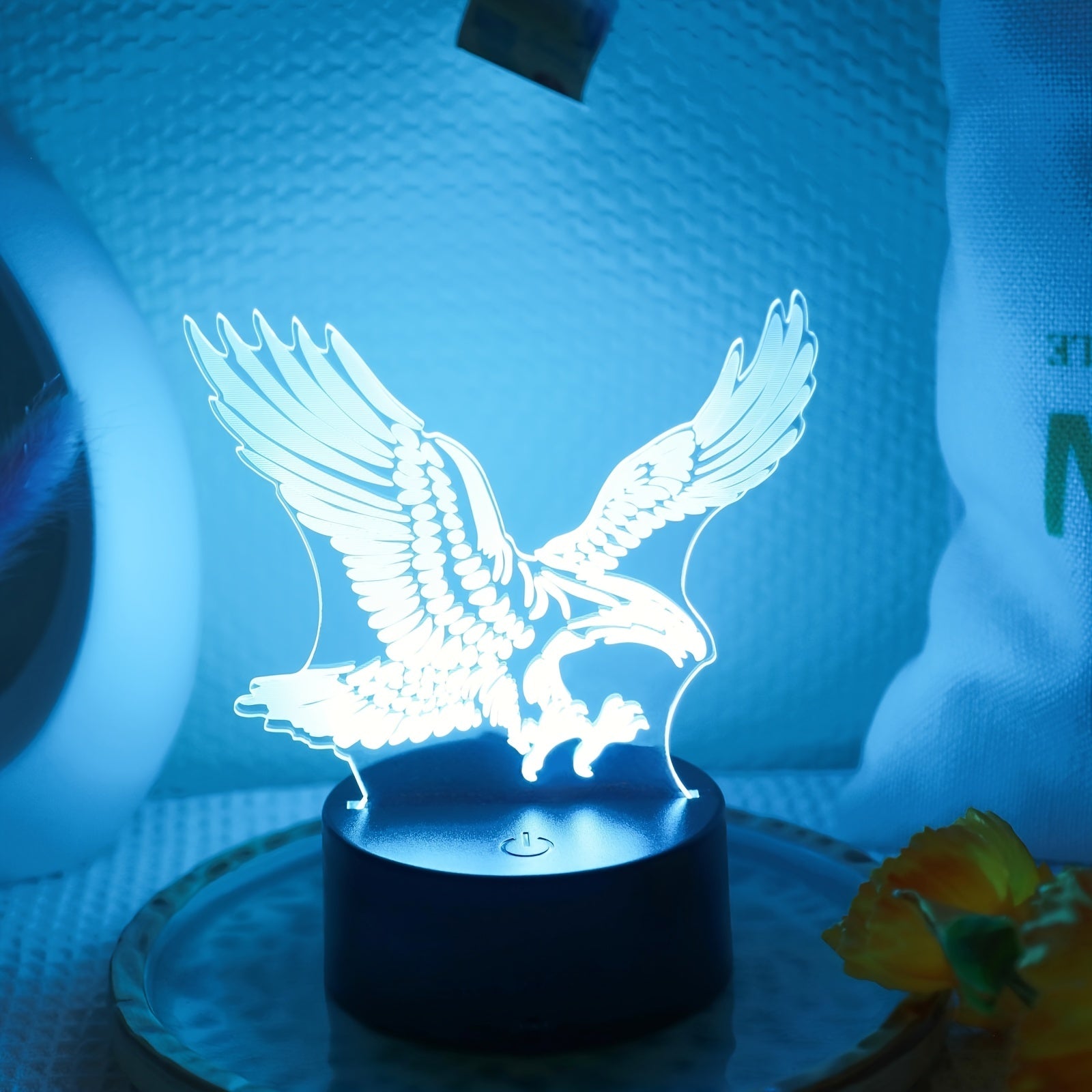 EagleLight - Lámpara nocturna LED 3D con control táctil, lámpara de mesa USB de 7 colores