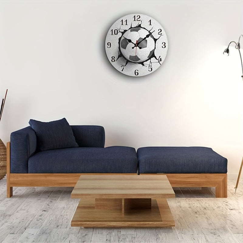 Stille Houten Voetbal Wandklok - Sportthema voor Woonkamer, Kantoor & Gym