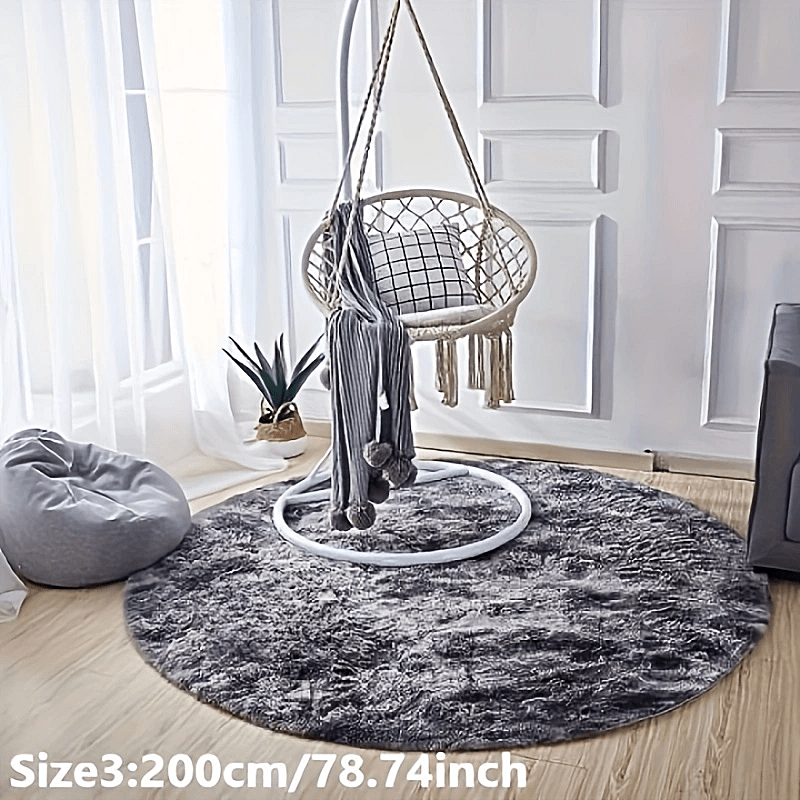 1 pieza Alfombra redonda de peluche teñida anudada - Alfombrilla decorativa suave y cálida para sala de estar, dormitorio y yoga