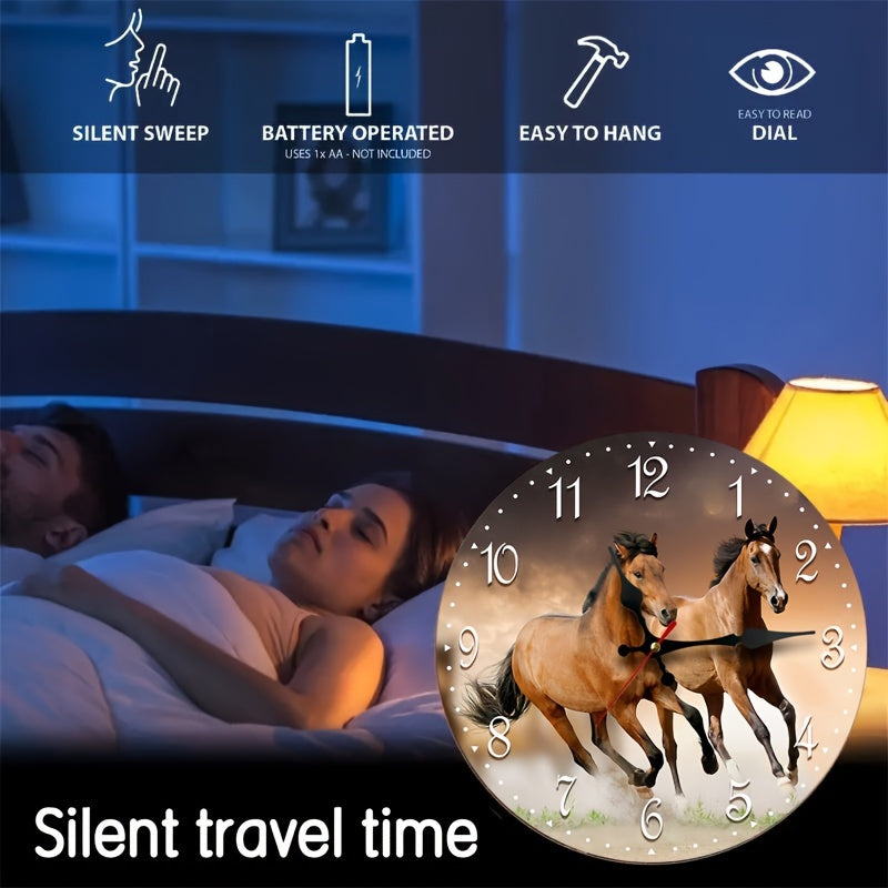 GallopTime - Silent Wall Clock with Running Horse Design
