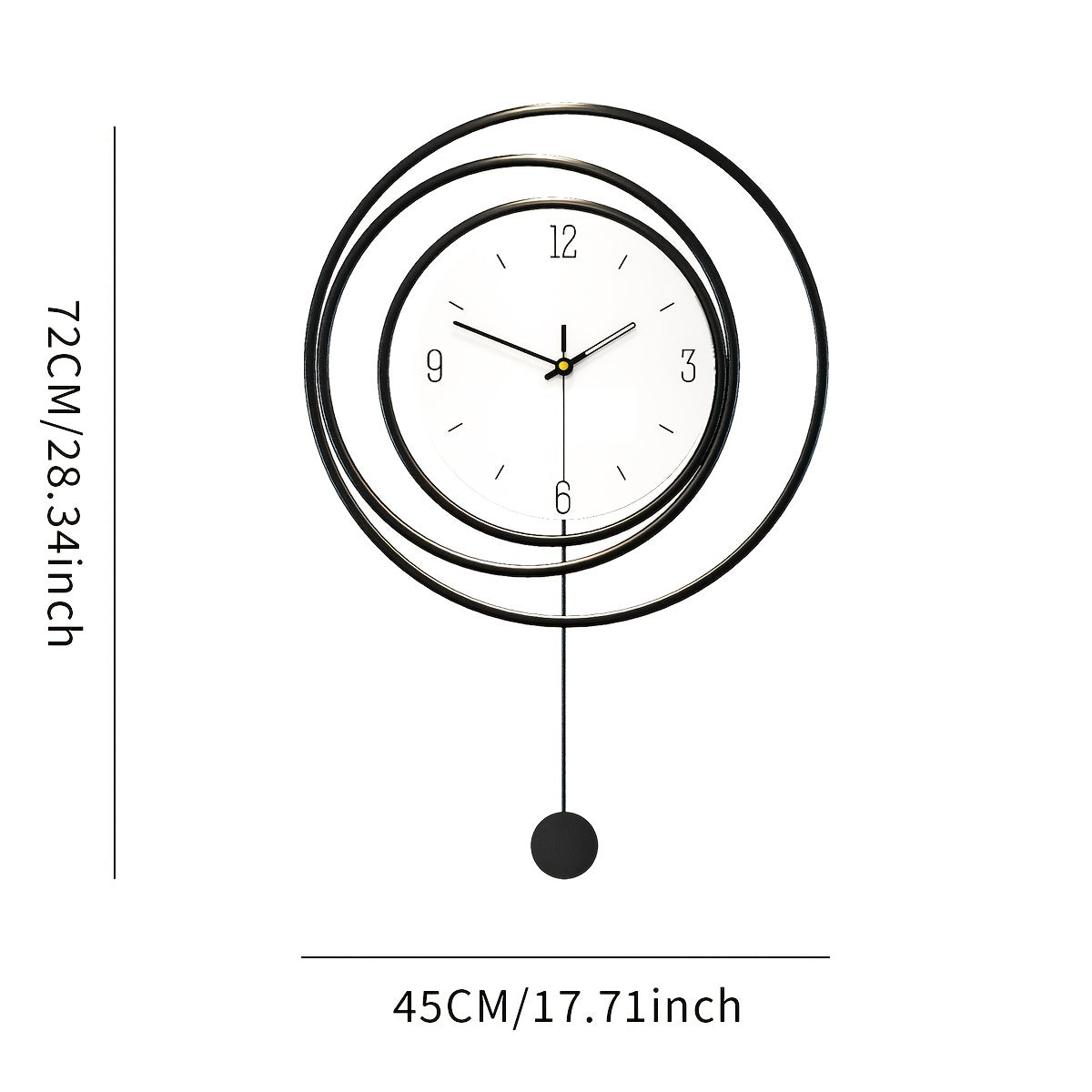 Modern Minimalist Metal Wall Clock - 72 cm High and 45 cm Wide