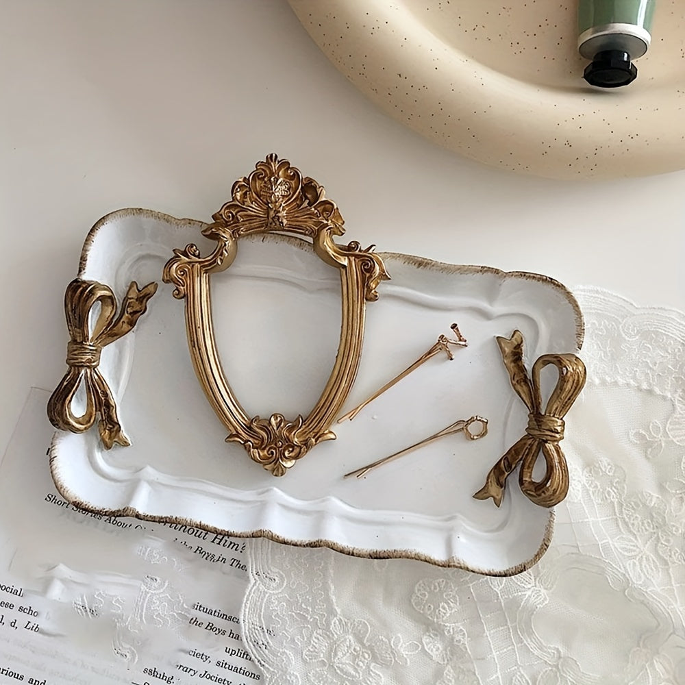 VintageServe-Tavolo da dessert - Vassoio rettangolare in resina per dolci con chiusura a fiocco