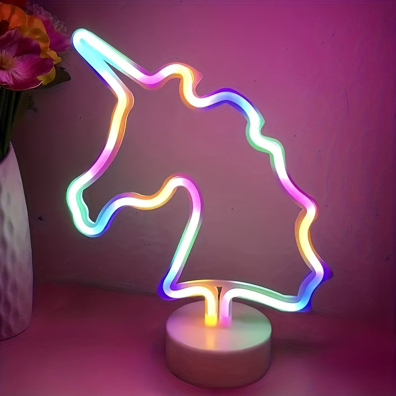 UnicornGlow - Candeeiro de Mesa USB com Unicórnio Neon para Festa e Decoração