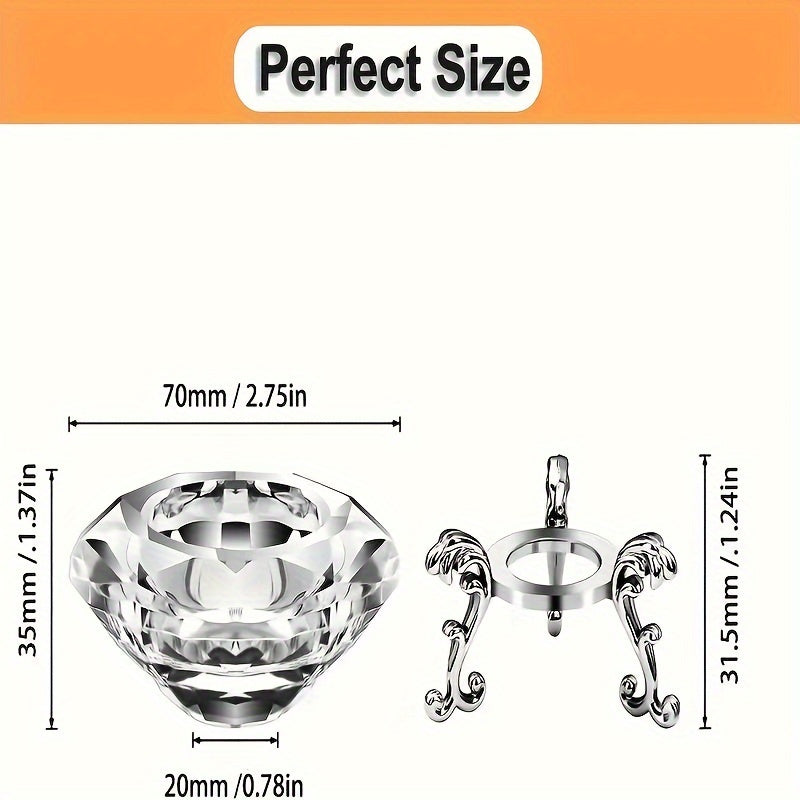 Juego de 2 candelabros de cristal transparentes - estilo europeo, candelabro romántico de diamante con base triangular de metal