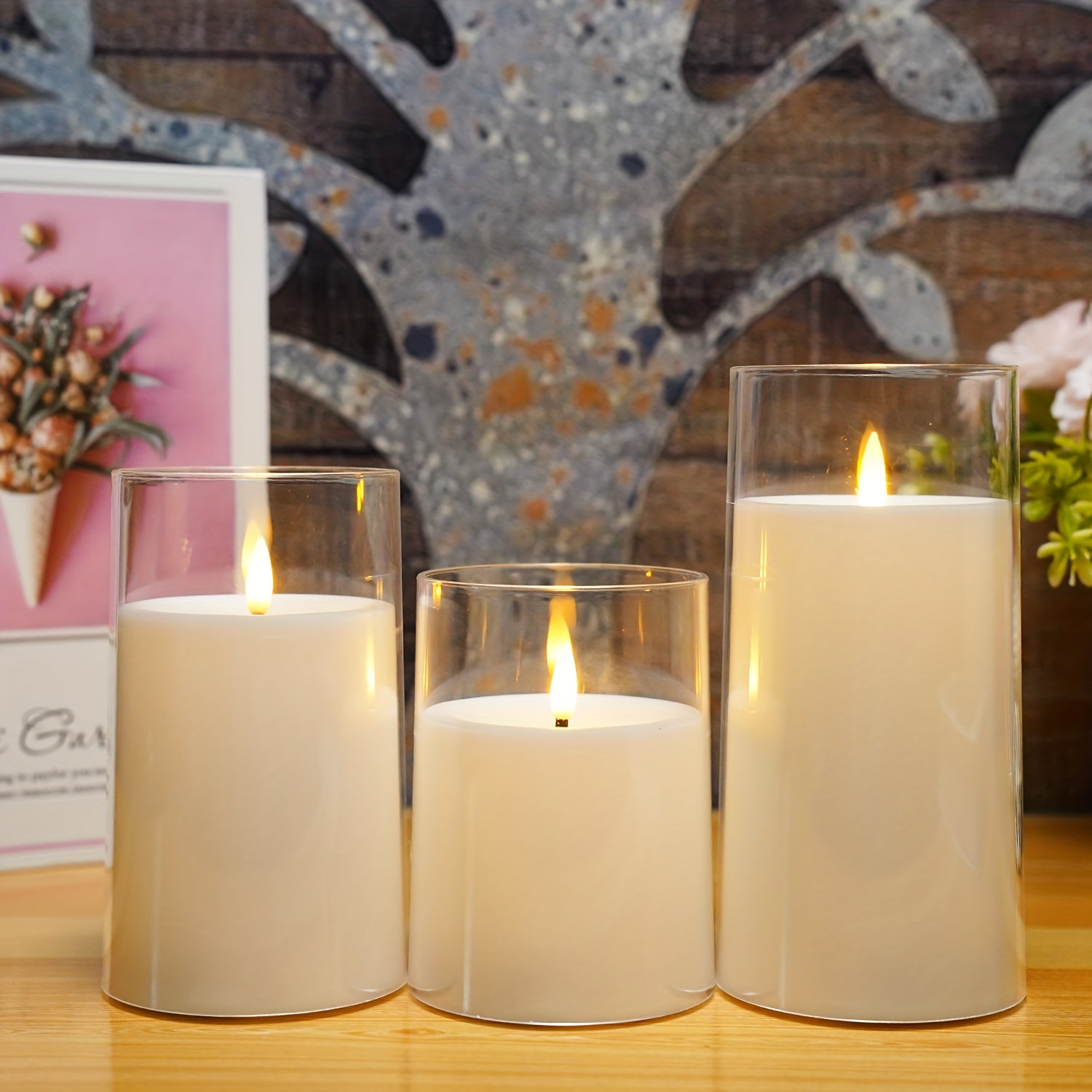 Set di Candele Senza Fiamma con Telecomando - Candele LED per Decorazioni di Natale e Halloween (Set da 3 - Bianco)