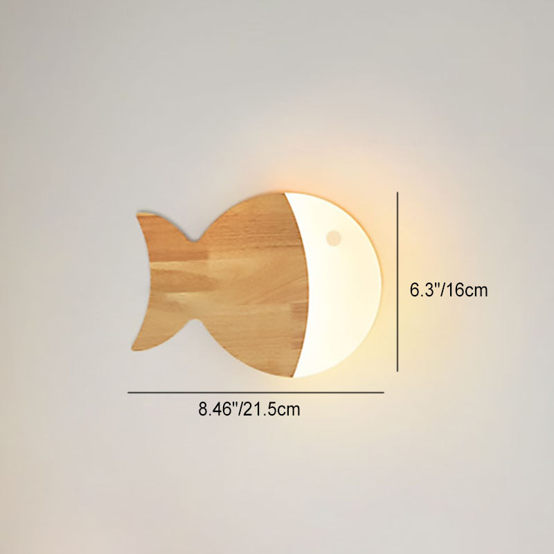 Nordic Creative Simple Wooden Art Small Fish LED Lamp