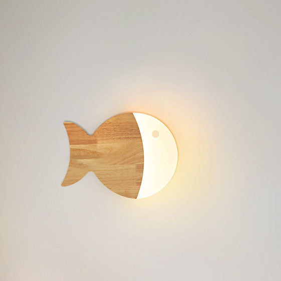 Nordic Creative Simple Wooden Art Small Fish LED Lamp