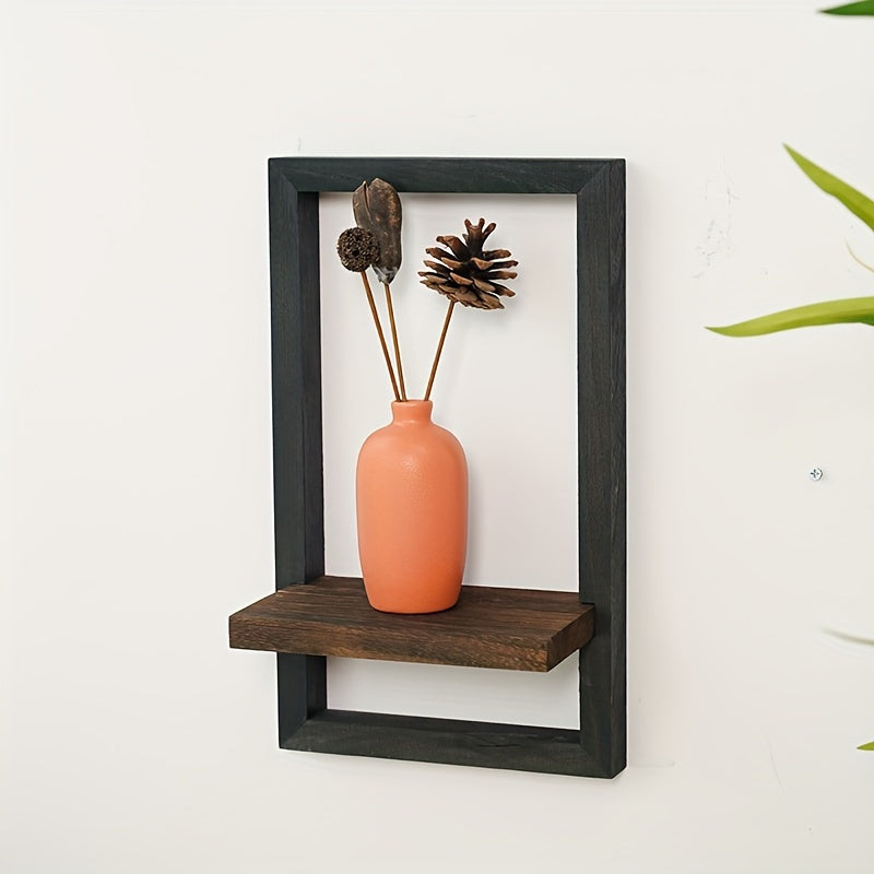 VintageDisplay - Houten Wandplank - Zwart & Bruin voor Foto’s en Decoratie