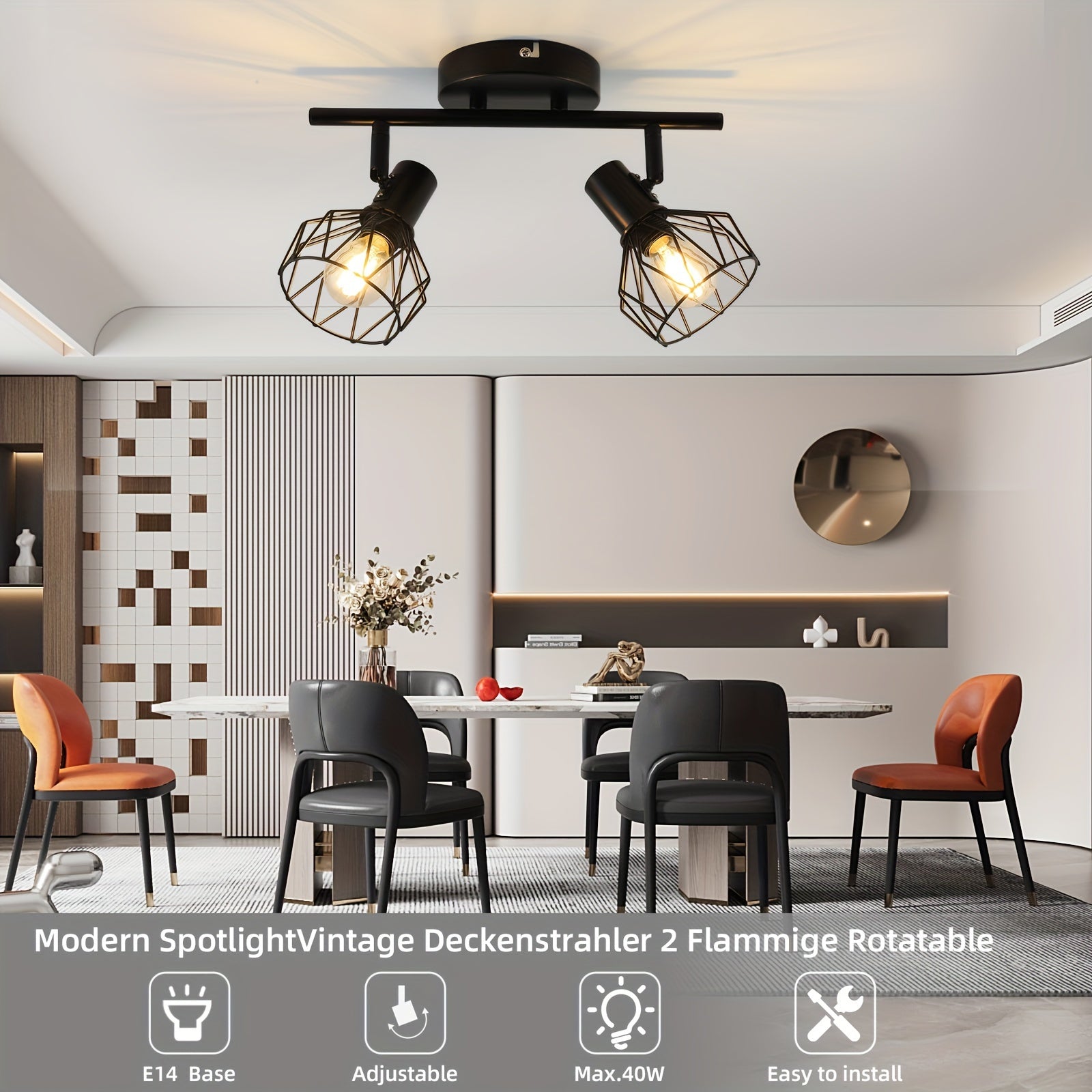 SpotFlex - Zwenkbare LED Plafondspot met 2 Bollen E14 Zwart