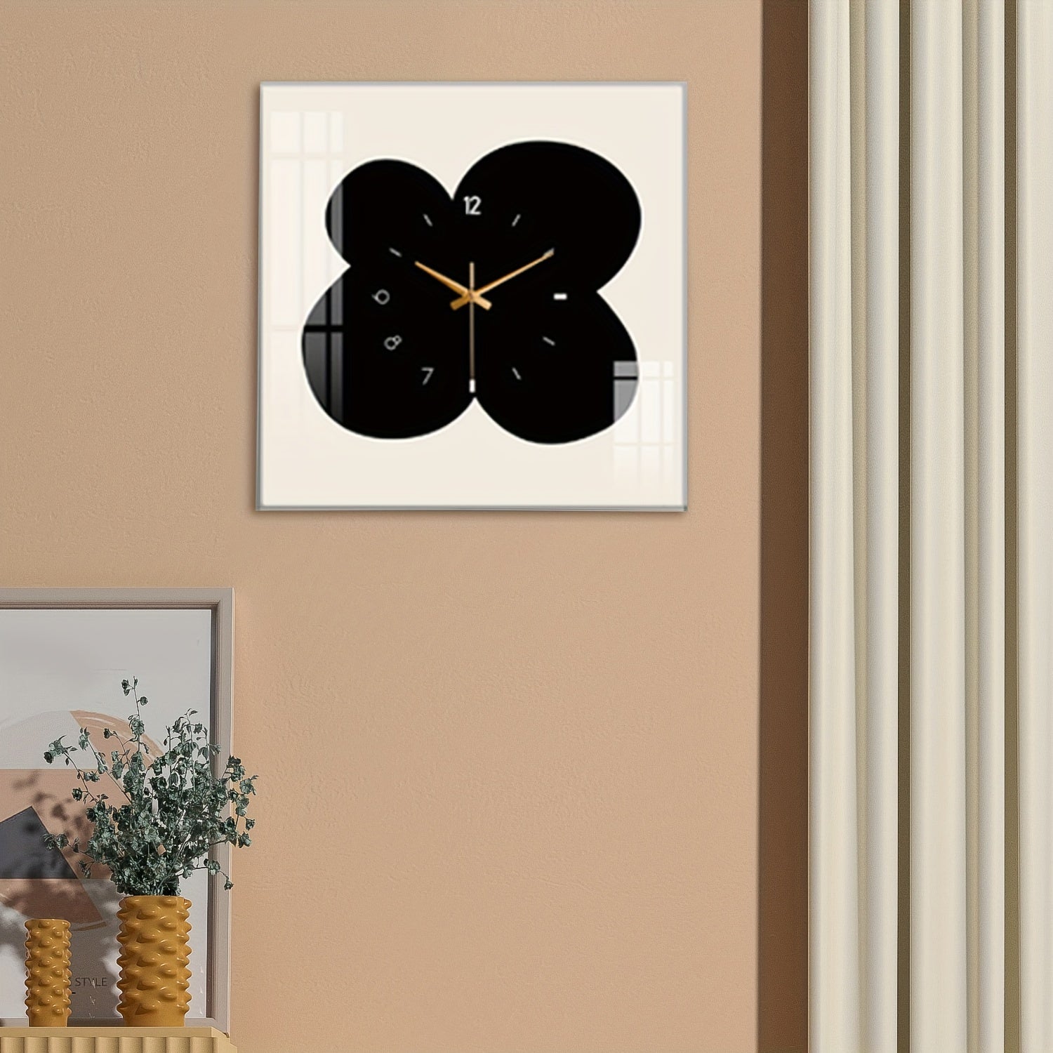 FloralTime - Reloj de Pared Cuadrado Silencioso con Patrón de Flores