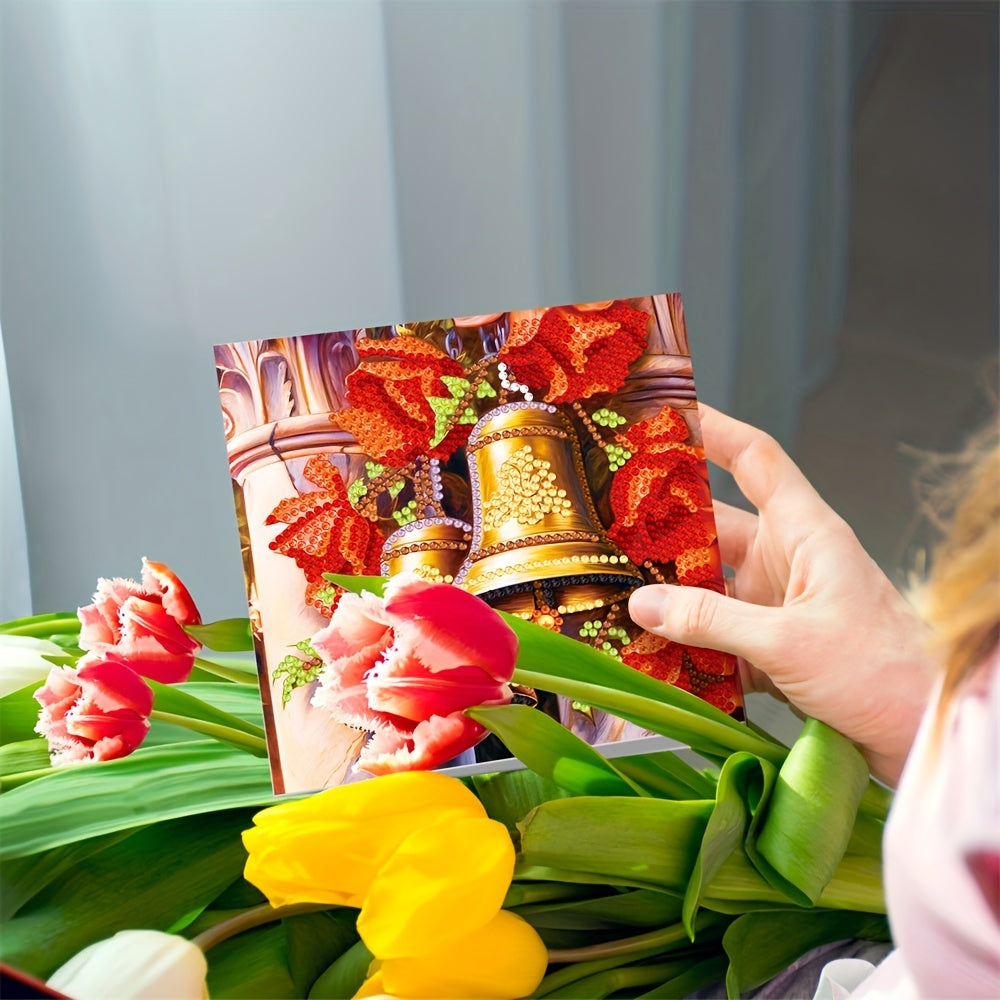 Tarjeta de Navidad de Pintura de Diamantes 12 piezas - Mosaico de Puntos de Diamante Papá Noel, Cuadro Hecho a Mano Regalo de Navidad
