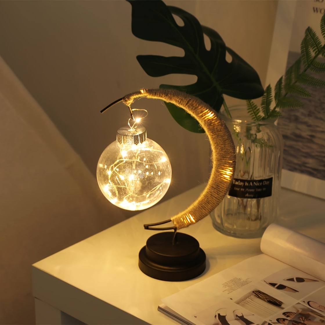 MaanLicht - Lámpara de mesa LED de hierro forjado con diseño decorativo de lámpara de escritorio