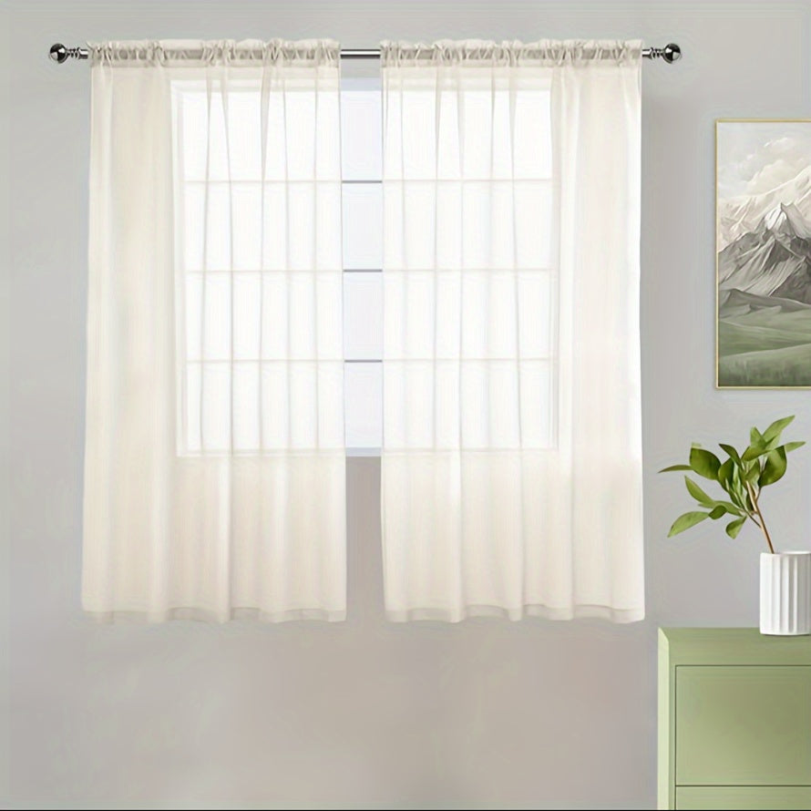 Cortinas semitransparentes - Paquete de 2 cortinas ligeras y transpirables de poliéster para dormitorio y puertas de terraza
