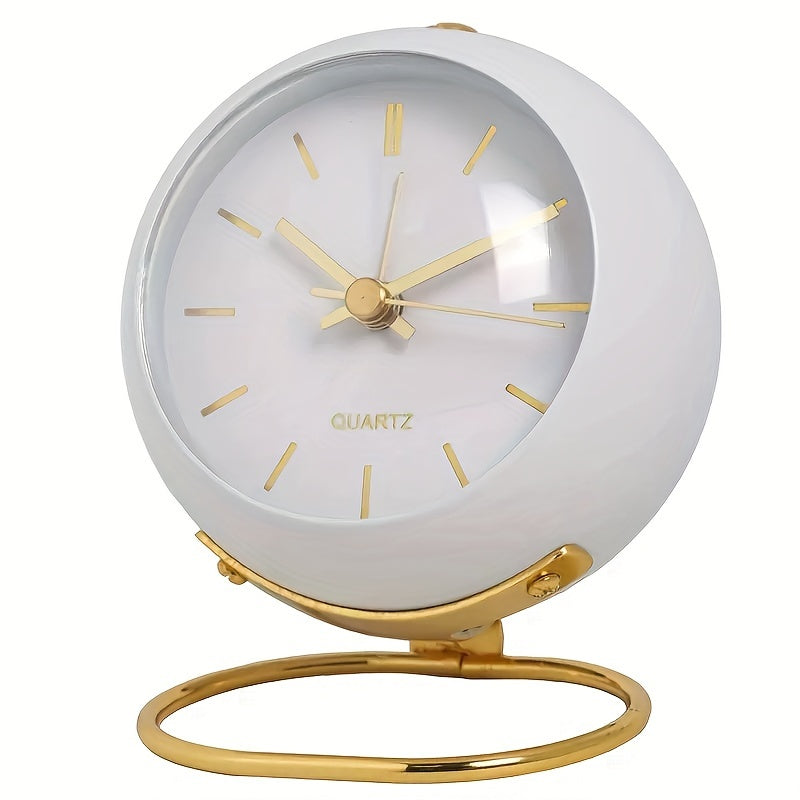 Retro Analog Alarm Clock - Silent Non-Ticking Metal Night Clock