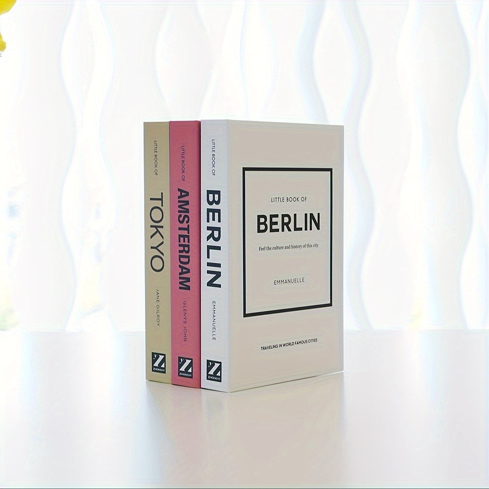 Set classico di fermalibri con 3 libri finti - Elegante decorazione per mensole