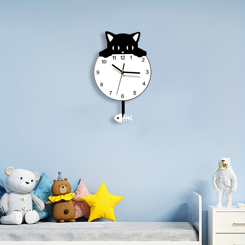 SwingCat - Style Swinging Cat Wall Clock by WANTIFO, Modern Cartoon Style