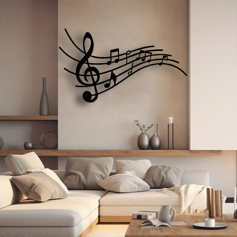 MusicArt - Zwarte Metalen Muzieknoot Muurkunst