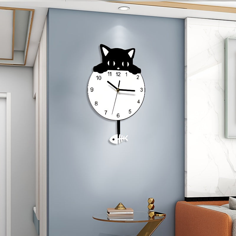 SwingCat - Style Swinging Cat Wall Clock by WANTIFO, Modern Cartoon Style