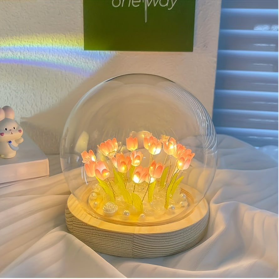 TulipGlow - Lámpara nocturna de tulipanes creativa DIY lámpara de mesa para decoración de habitaciones