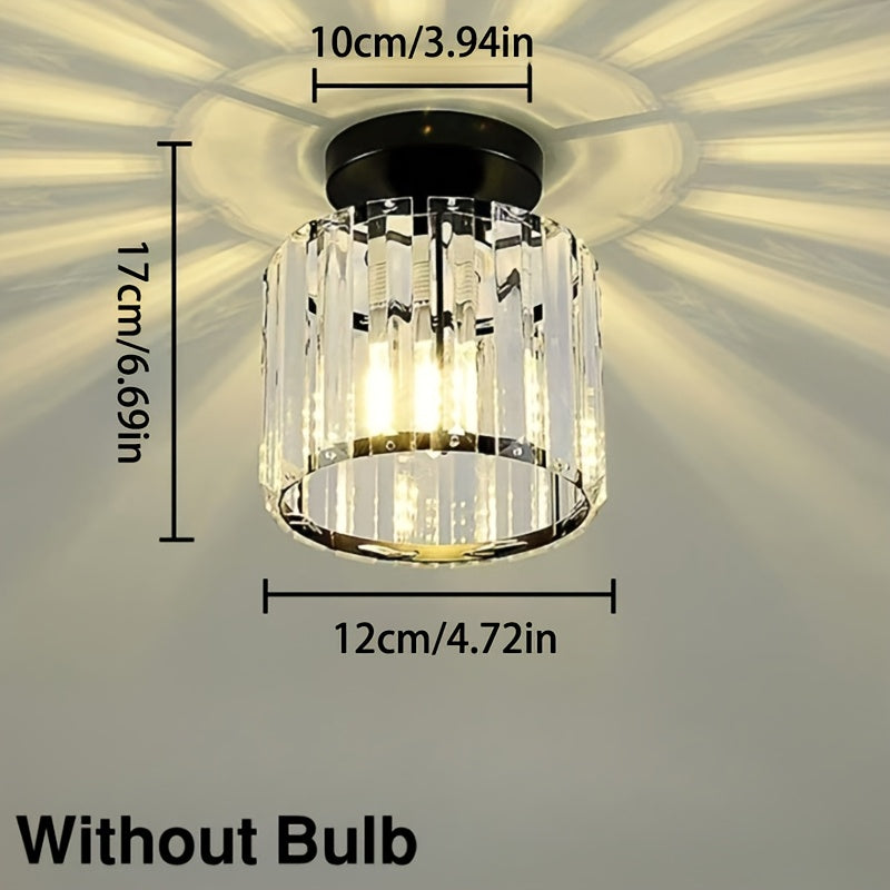 CrystalLuxe - Modern E27 LED Ceiling Lamp, Black Gold with Crystal Glass