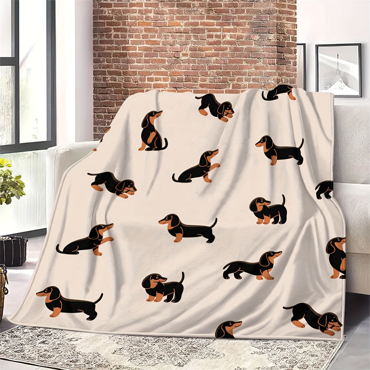 Dachshund Flannel Blanket – Soft, Light, and Cozy Dog Lover Blanket for Bedroom, Couch, or Living Room