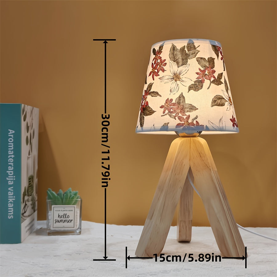 BloemLamp - Lámpara de mesa LED moderna con base de madera, alimentada por USB