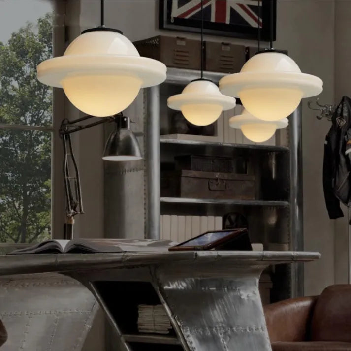 FrostGeo - Vintage Geometric Pendant Lamp made of Matte Glass for Dining Room and Living Room