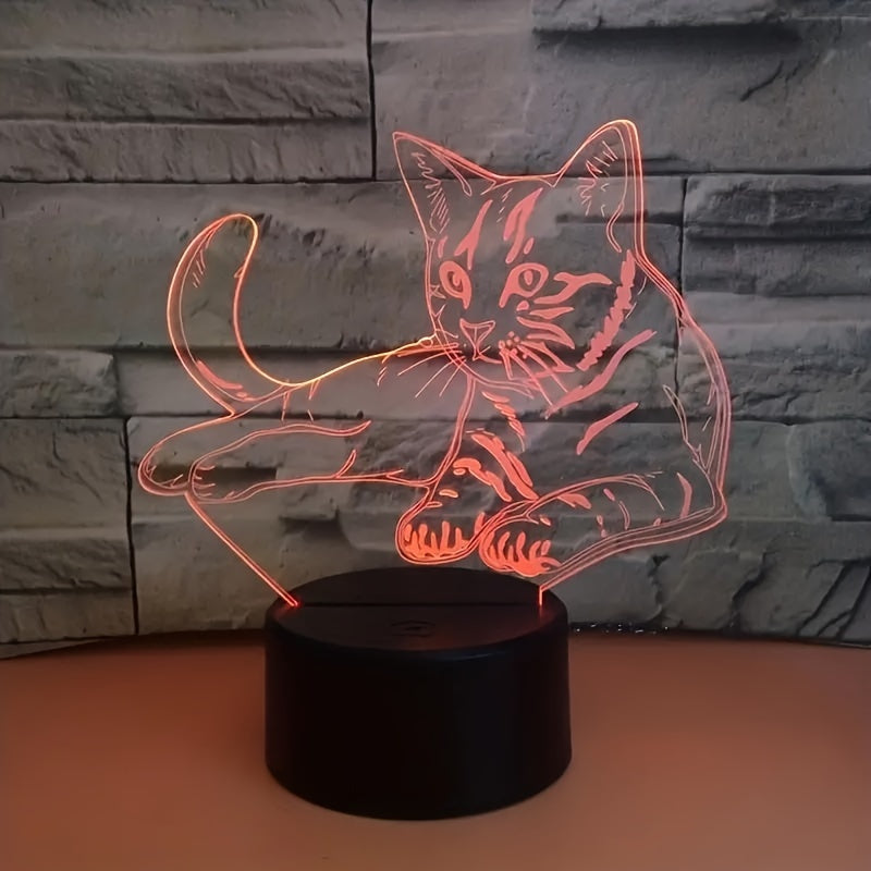 CatGlow - 3D Kat Nachtlampje met 7 Kleuren Touch Bediening
