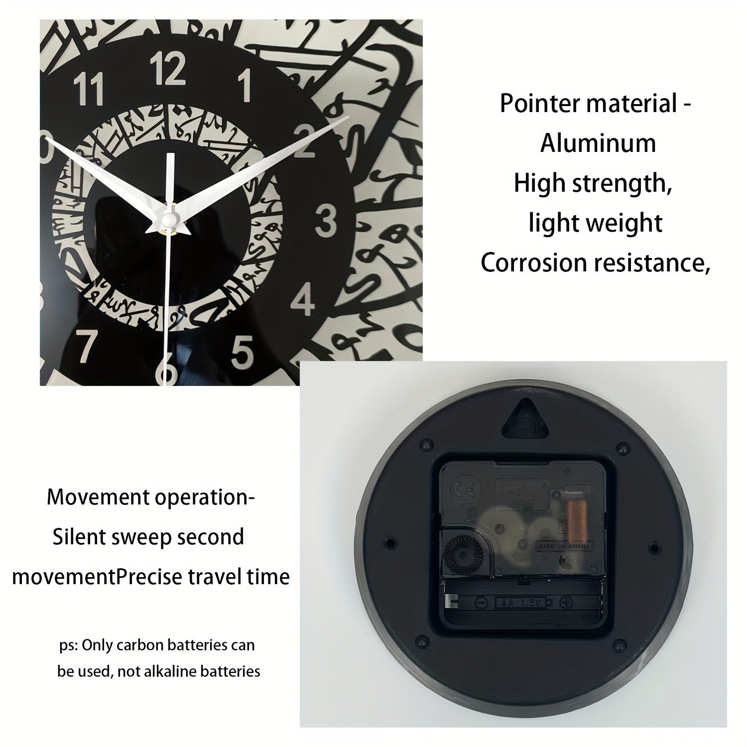 FaithTime - Reloj de pared islámico de vidrio templado, decoración redonda silenciosa