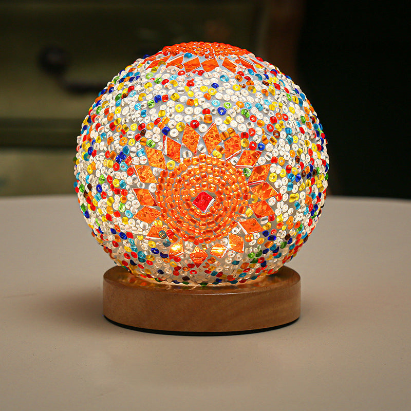 Luminara - Lámpara de mesa barroca de vidrio con mosaico LED esférica regulable 3.9"
