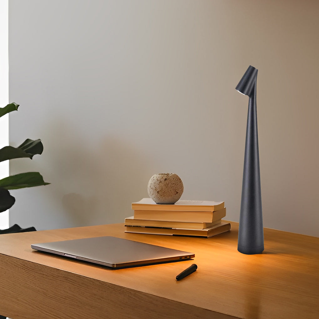 AuroraGlow - Stylish Conical Table Lamp with Downlight and USB Charging Capability
