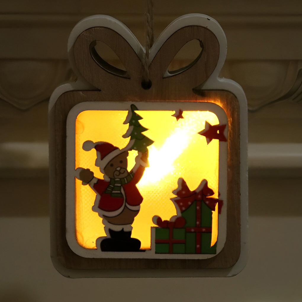 2 Piezas de Adornos Colgantes Modernos de Madera con Batería de Botón