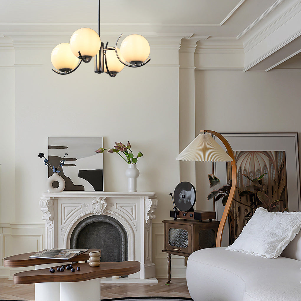 Lámpara de techo nórdica de hierro con globo de vidrio electrochapado de 4/5 luces