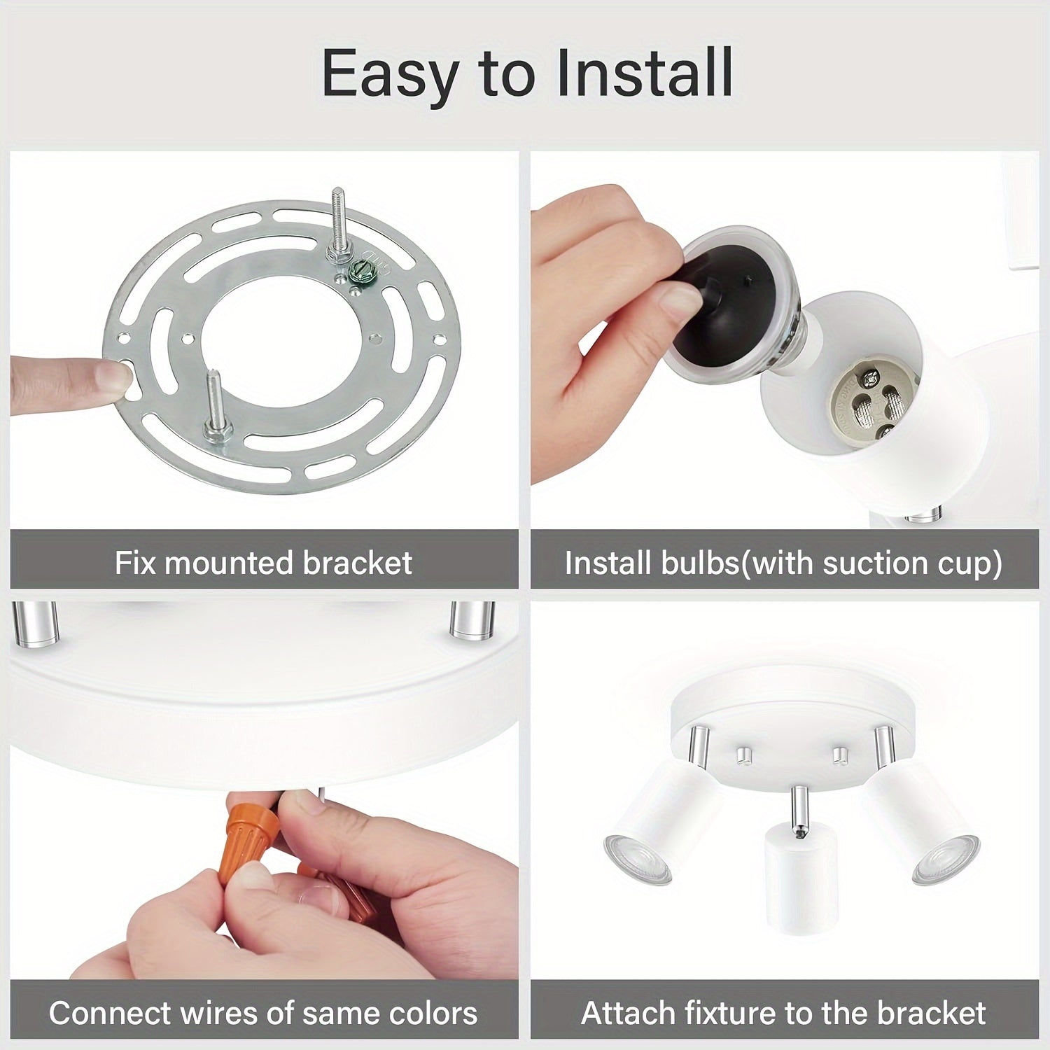 FlexiLight - Plafoniera con 3 luci e teste orientabili, base GU10