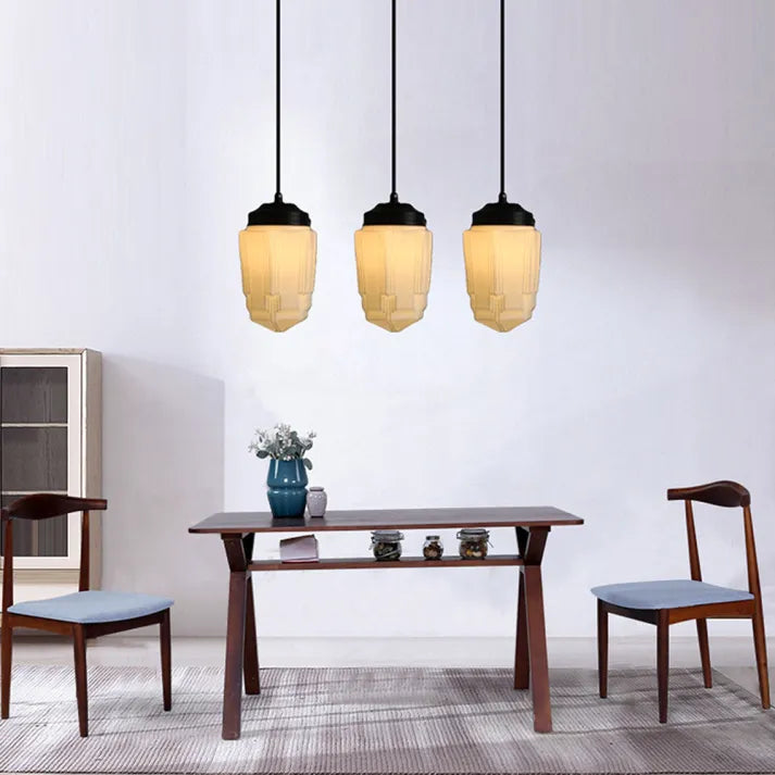 FrostGeo - Vintage Geometric Pendant Lamp made of Matte Glass for Dining Room and Living Room