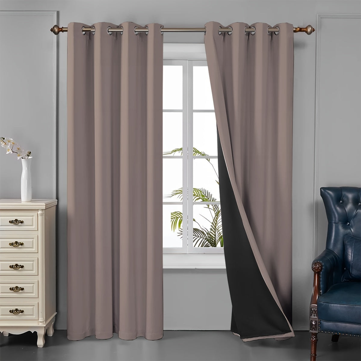 Tende oscuranti - 2 pezzi tende oscuranti con occhielli, protezione UV e isolamento termico