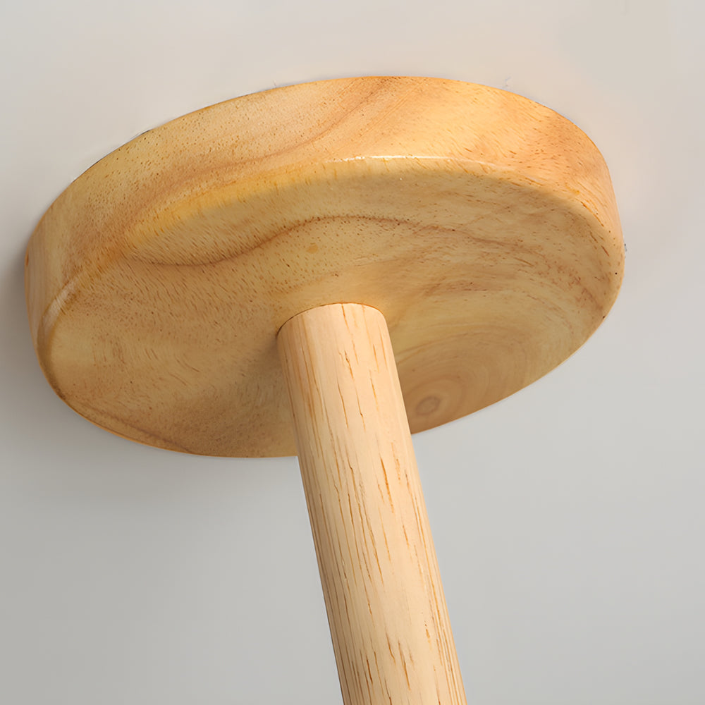 NordicGlow - Scandinavische Houten Kroonluchter met Glazen Lampenkappen