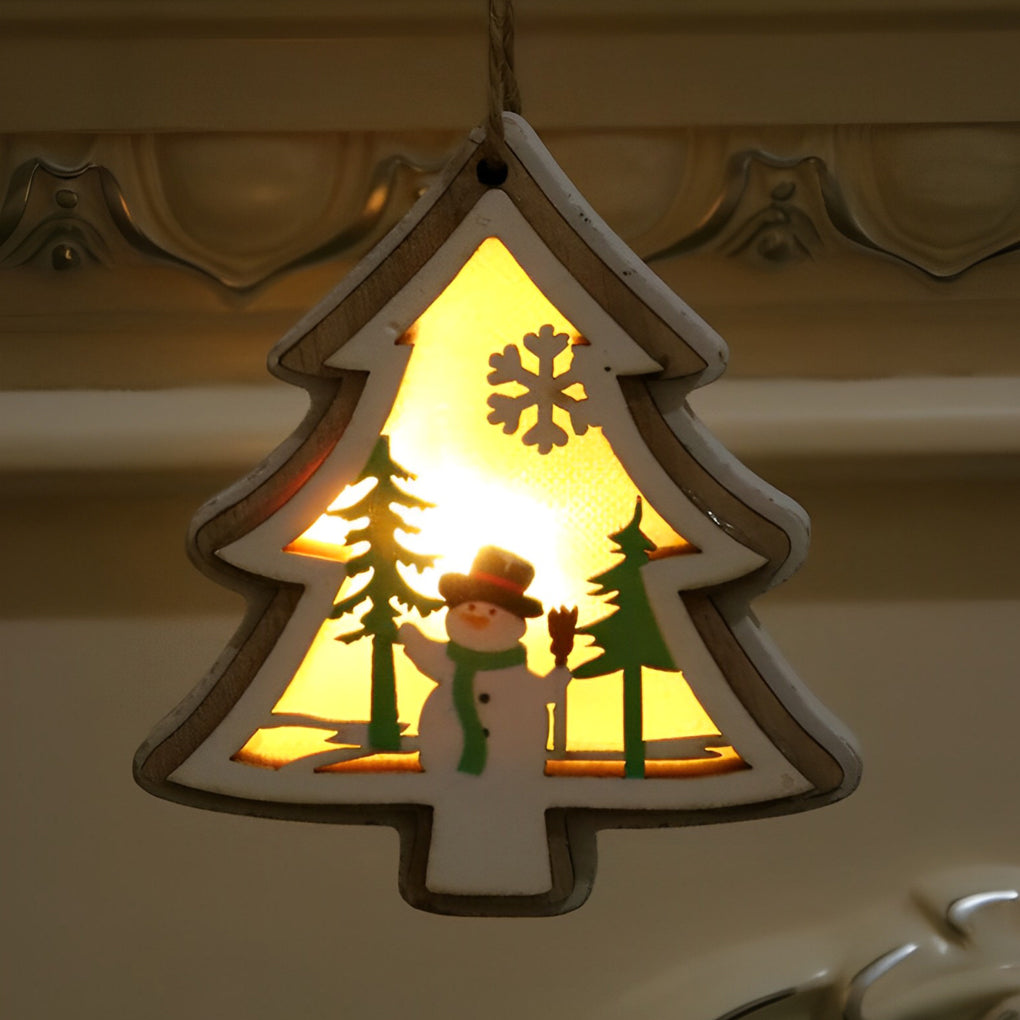 2 Piezas de Adornos Colgantes Modernos de Madera con Batería de Botón